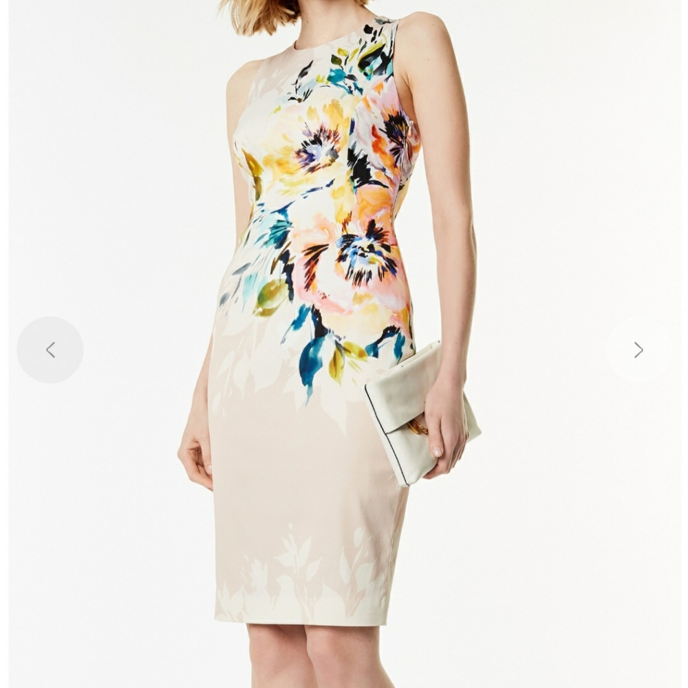 Karen Millen beige floral pencil dress